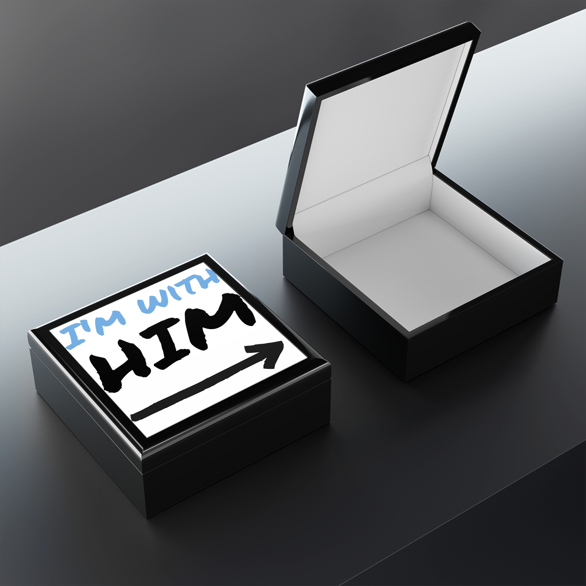 Jewelry Box — "I’m With Him" Arrow Decorative Keepsake Box - Image 2
