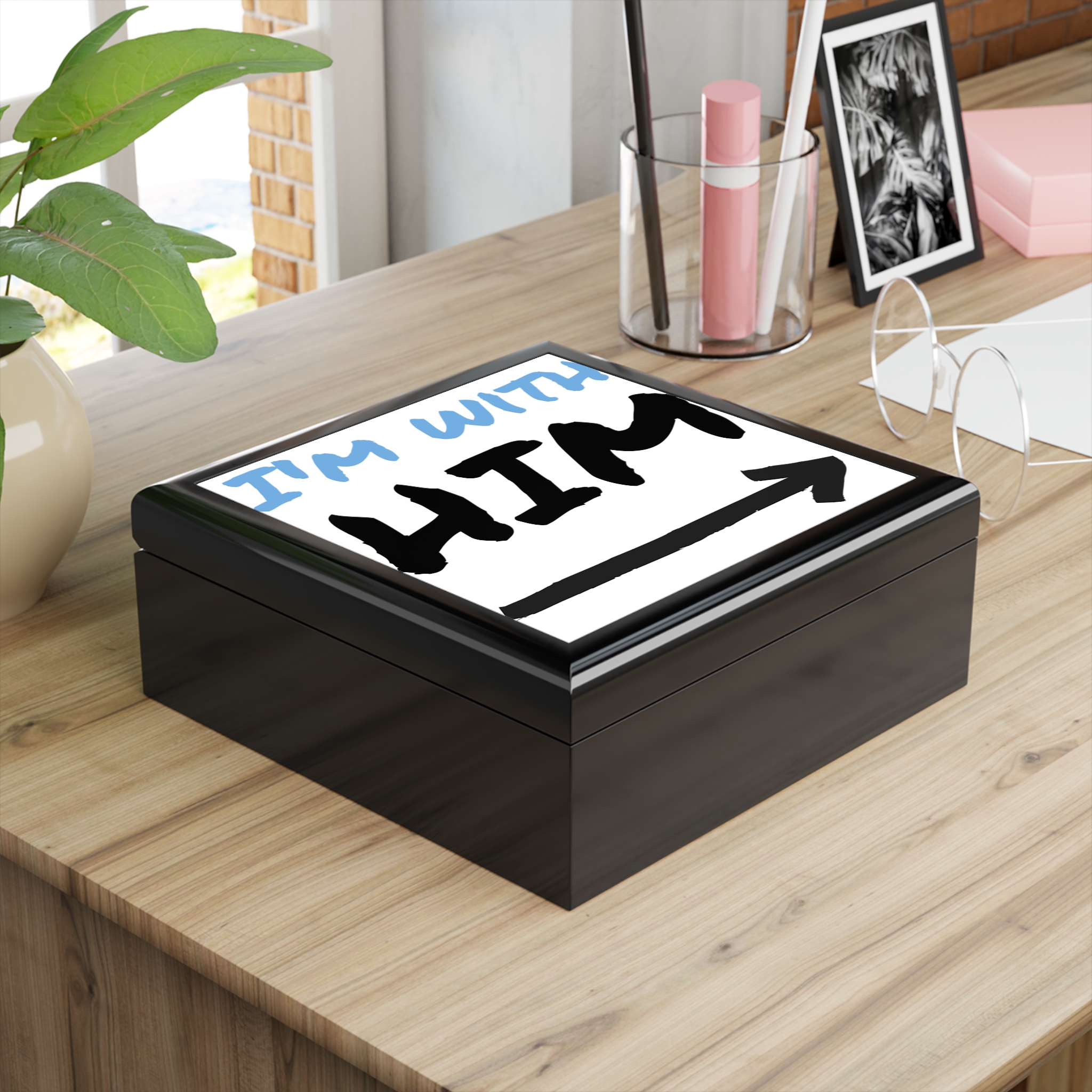 Jewelry Box — "I’m With Him" Arrow Decorative Keepsake Box