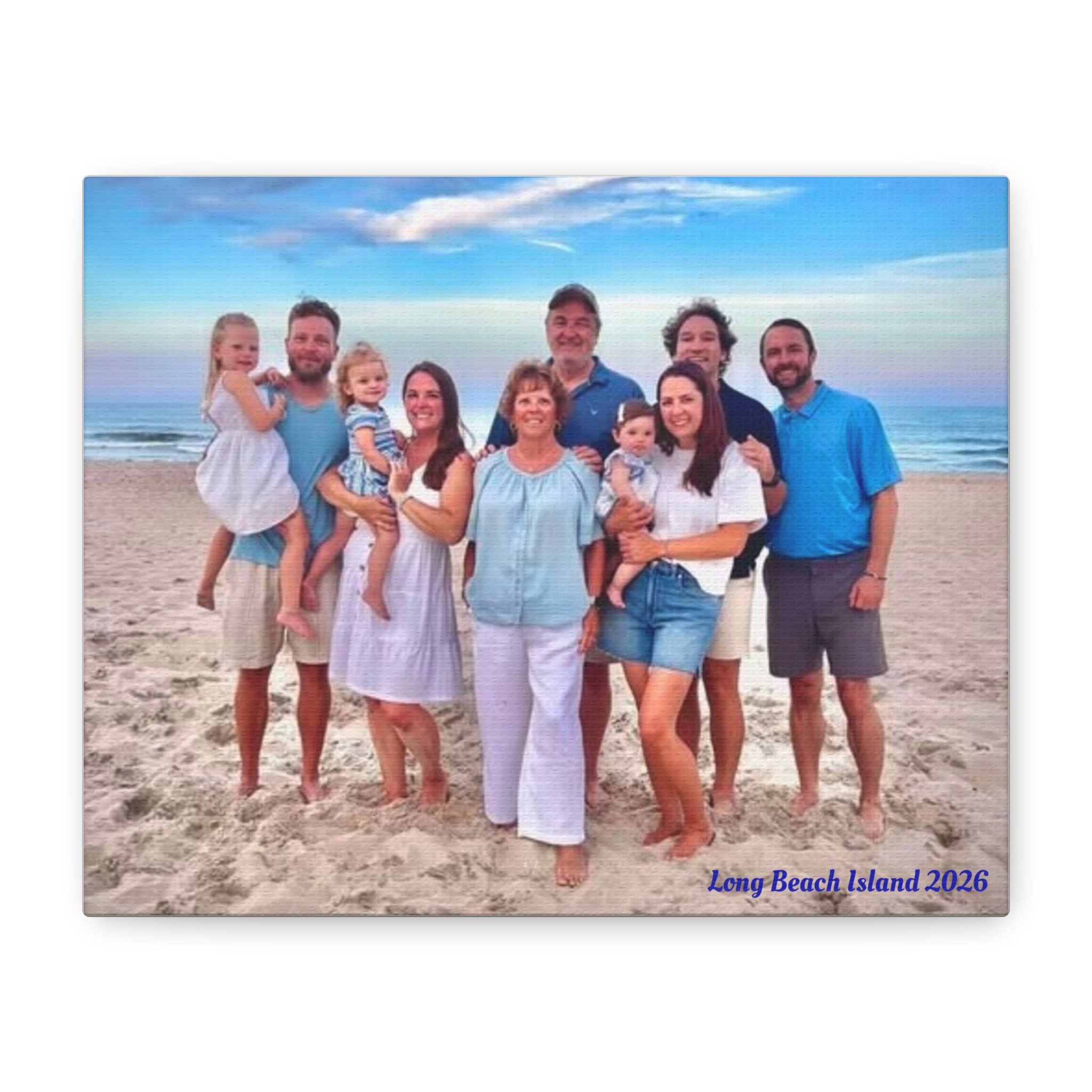 Family Beach Photo Canvas Print - "Long Beach Island 2026" Stretched Matte Wall Art